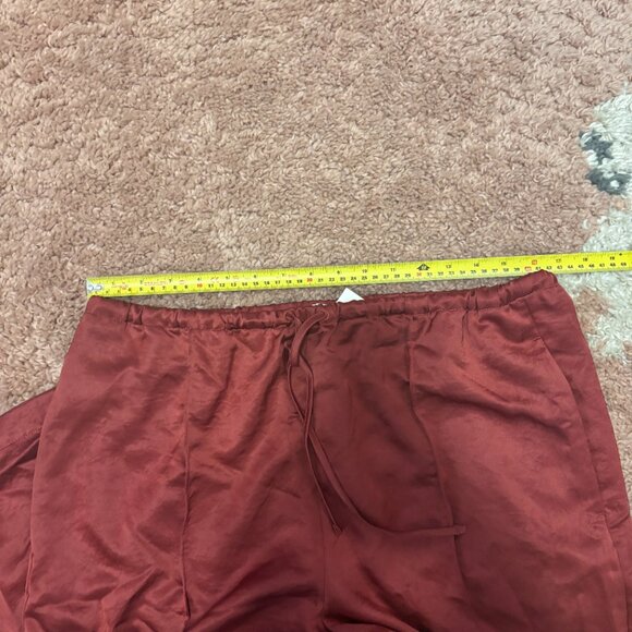 Madewell Pintucked Slim Pull-On Pants in Satin Women’s L Claret Color NWT $98 - Picture 8 of 11